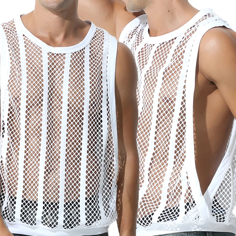 Sexy Men Mesh T-shirts Undershirts Loose Transparent Bodybuilding Sleeveless Singlet Casual Shirts Breathable Vest Tank Tops
Sexy Men Mesh T-shirts Undershirts Loose Transparent Bodybuilding Sleeveless Singlet Casual Shirts Breathable Vest Tank Tops