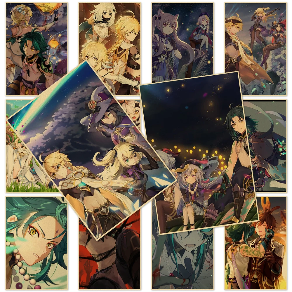 Genshin Impact Prints Xiao Poster Art Mona Painting Vintage Mural Amber Decoration Picture Game Kraft Paper Wall Home Cuadros
Genshin Impact Prints Xiao Poster Art Mona Painting Vintage Mural Amber Decoration Picture Game Kraft Paper Wall Home Cuadros