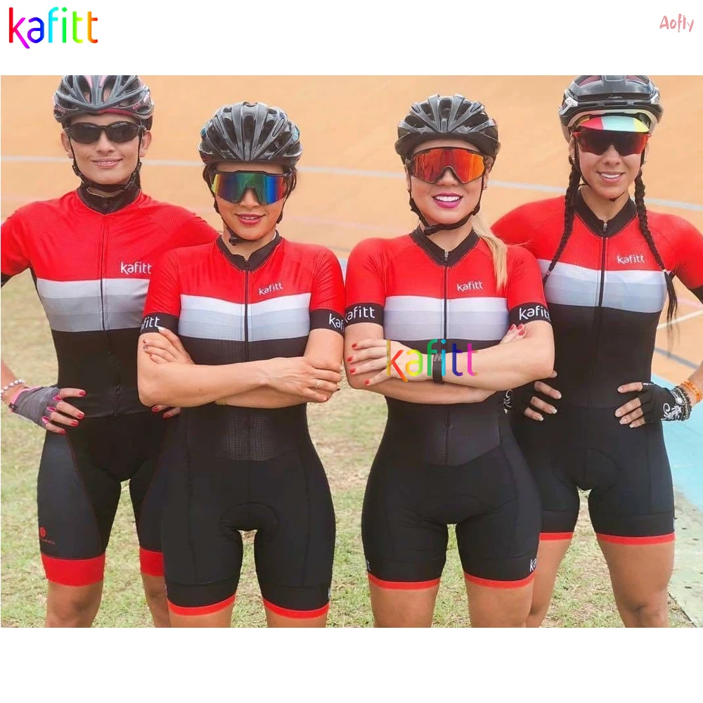 

2021Kafitt Women's Triathlon Short Sleeve Cycling Jersey Sets Skinsuit Maillot Ropa Ciclismo Go Pro Team Bike Clothes Jumpsuit