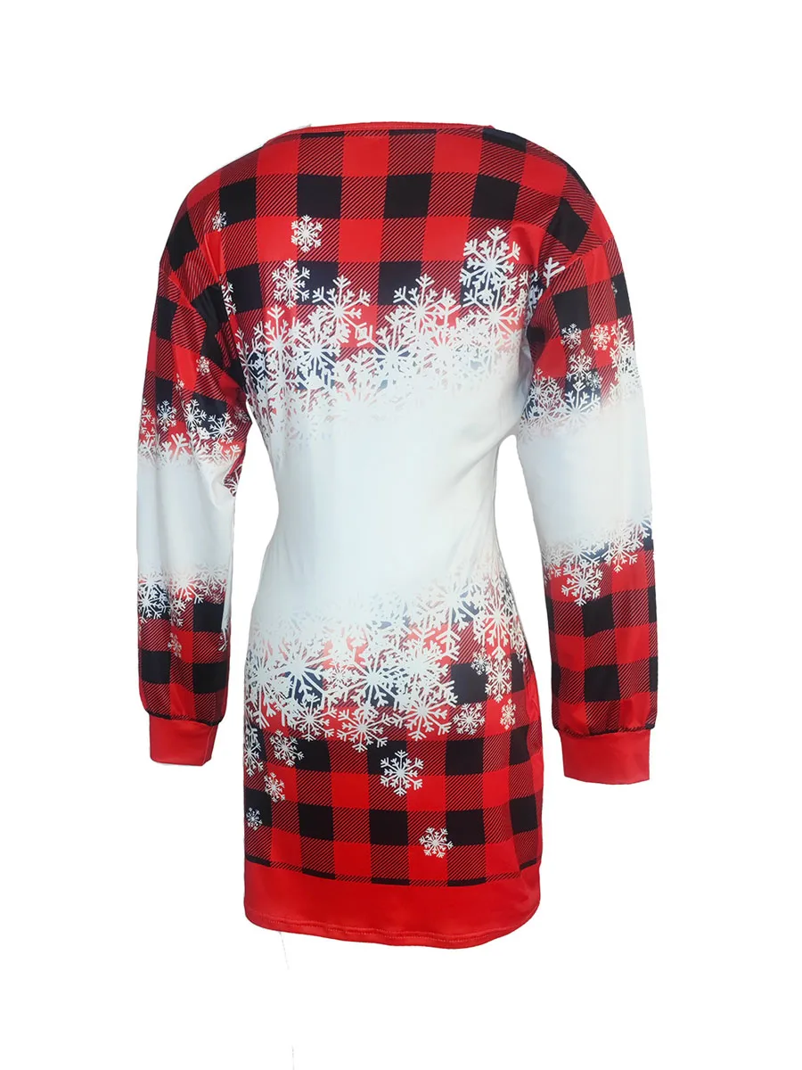 

Women Funny Christmas Dress Off Shoulder Long Sleeve Reindeer Snowflake Print Tunic Dress Plus Size Xmas Holiday Shirt Dress