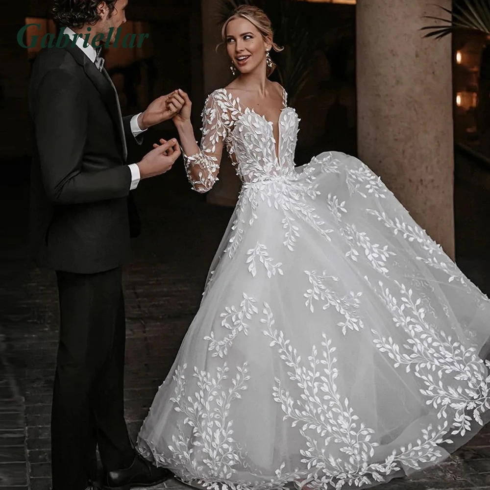 Gabriellar Gorgeous V-neck Appliques Backless Wedding Dresses Fullsleeve A-line Wedding Gown Vestido De Casamento Personalised
Gabriellar Gorgeous V-neck Appliques Backless Wedding Dresses Fullsleeve A-line Wedding Gown Vestido De Casamento Personalised
