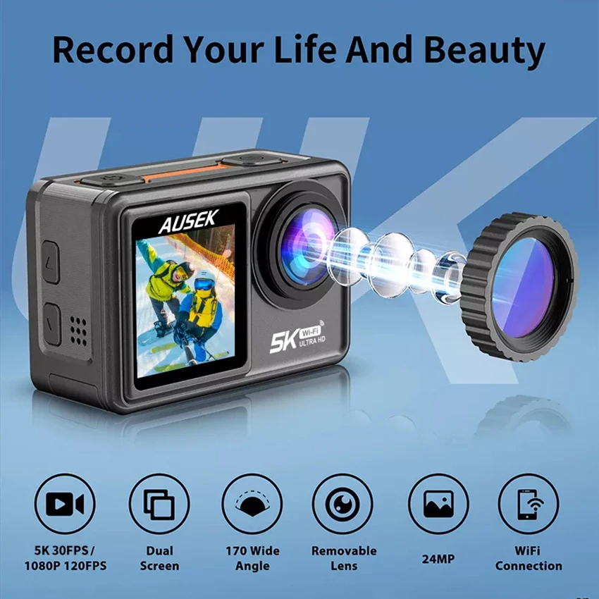 5K Action Camera Touch Dual Screen Anti-Shake Sports DV Detachable Filter Action Camera Waterproof Helmet Camera Trail Camera
5K Action Camera Touch Dual Screen Anti-Shake Sports DV Detachable Filter Action Camera Waterproof Helmet Camera Trail Camera