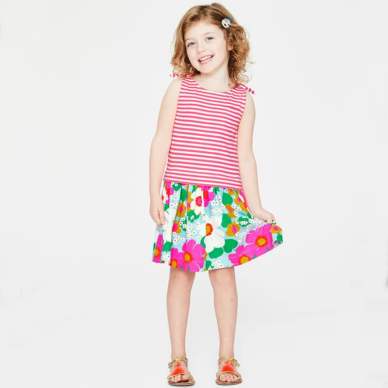 Summer new girls dress European and American style children's Vest princess skirt lovely cartoon stripe printed children's skirt 
Summer new girls dress European and American style children's Vest princess skirt lovely cartoon stripe printed children's skirt