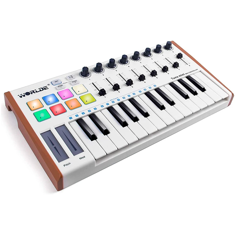 Портативный MIDI-контроллер Worlde, USB MIDI-клавиатура и барабанная подставка, 25 клавиш, музыкальный аранжировщик, электронный звуковой контроллер
Портативный MIDI-контроллер Worlde, USB MIDI-клавиатура и барабанная подставка, 25 клавиш, музыкальный аранжировщик, электронный звуковой контроллер