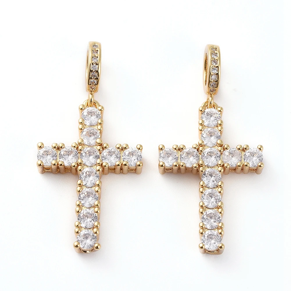 Kissitty 1 Pc Long-Lasting Plated Brass Micro Pave Clear Cubic Zirconia Cross Pendants For Necklace Jewelry Making Findings 
Kissitty 1 Pc Long-Lasting Plated Brass Micro Pave Clear Cubic Zirconia Cross Pendants For Necklace Jewelry Making Findings