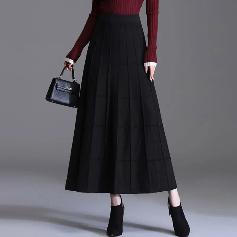 Elastic High Waist Knitted Skirt Women 2023 Autumn and Winter Fashion New Spliced Solid Color A-line Mid-length T816
Elastic High Waist Knitted Skirt Women 2023 Autumn and Winter Fashion New Spliced Solid Color A-line Mid-length T816