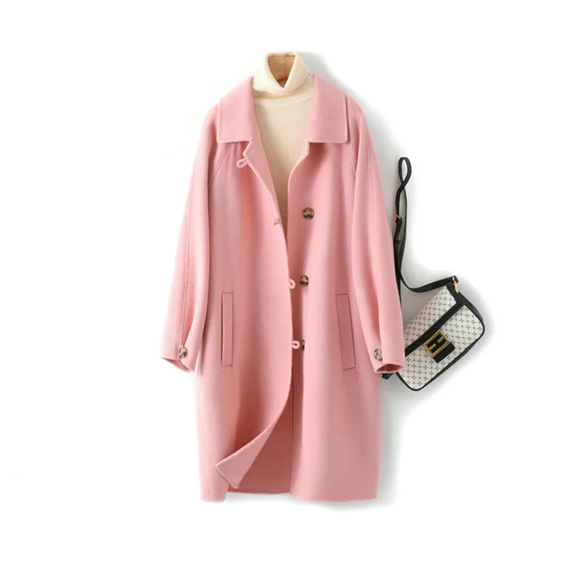 9.8% mulberry silk Korea's new wool coat women's 2022 loose doll collar pink cashmere double-sided woolen coat women mid-length
9.8% mulberry silk Korea's new wool coat women's 2022 loose doll collar pink cashmere double-sided woolen coat women mid-length