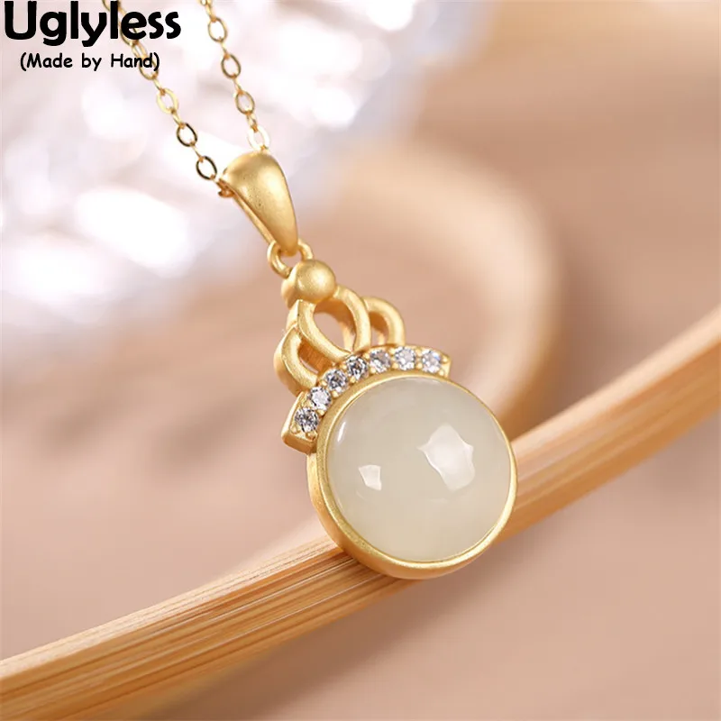 Uglyless Crown Pendants Necklaces for Women Gold 925 Silver Zircons Crystals Jewelry Sets Natural Agate Jade Necklaces + Chains
Uglyless Crown Pendants Necklaces for Women Gold 925 Silver Zircons Crystals Jewelry Sets Natural Agate Jade Necklaces + Chains