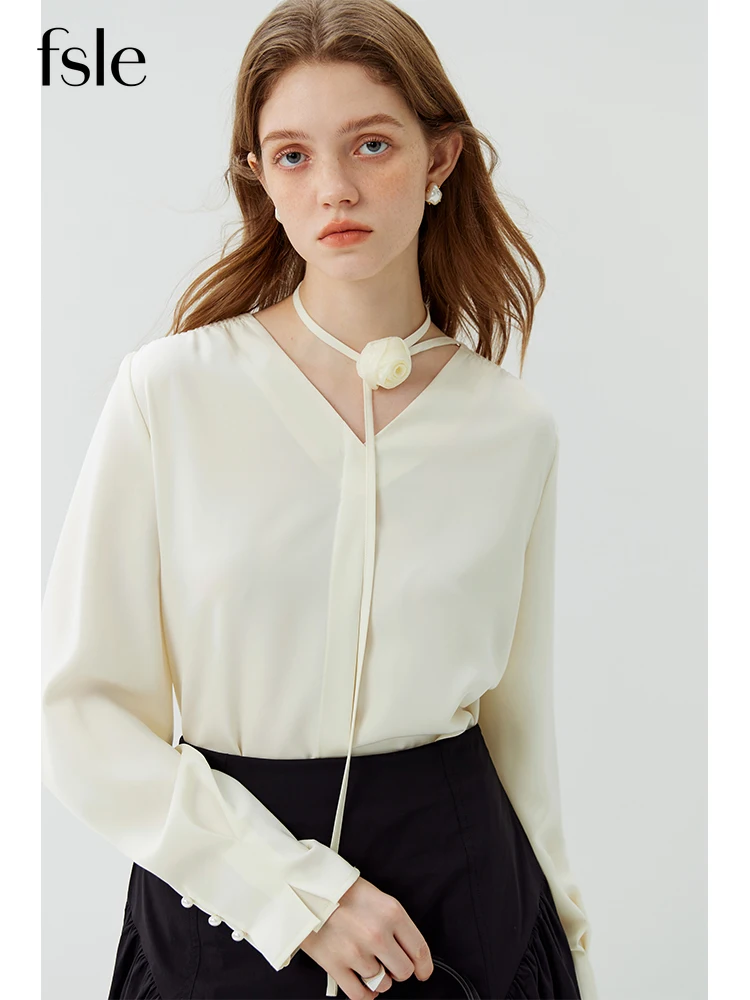 FSLE French Niche Design Ladylike Sense Shirt for Women 2023 Autumn Newly Flower Strap Lace-up V-neck Top Shirt for Female
FSLE French Niche Design Ladylike Sense Shirt for Women 2023 Autumn Newly Flower Strap Lace-up V-neck Top Shirt for Female