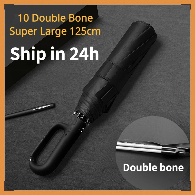 Windproof Strong 125CM Reinforced Ring Buckle 10 Double Bone Automatic Umbrella Men Large Clasp Folding Waterproof Big Umbrellas
Windproof Strong 125CM Reinforced Ring Buckle 10 Double Bone Automatic Umbrella Men Large Clasp Folding Waterproof Big Umbrellas