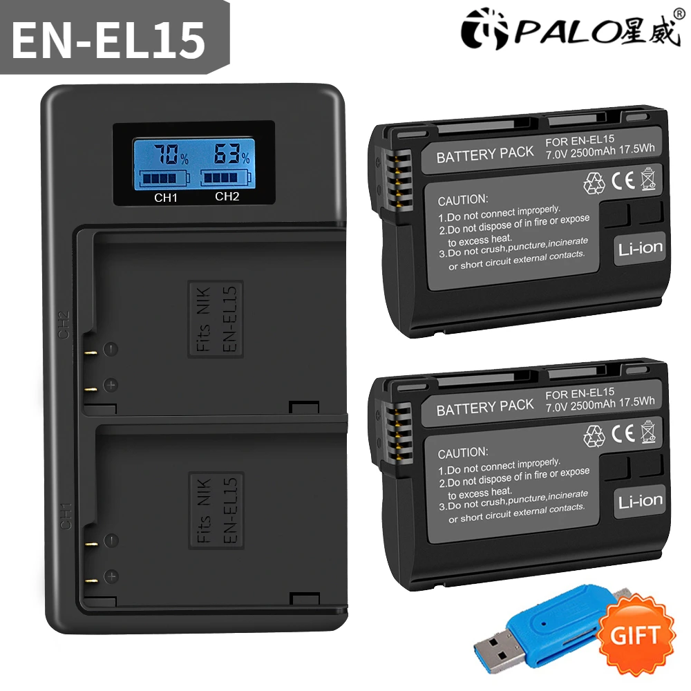 PALO 2500mAh EN-EL15 EN-EL15a ENEL15 Battery for Nikon D7000 D7100 D7200 D850 D750 D810 D500 D800 D610 D600 EN-EL15b Battery
PALO 2500mAh EN-EL15 EN-EL15a ENEL15 Battery for Nikon D7000 D7100 D7200 D850 D750 D810 D500 D800 D610 D600 EN-EL15b Battery