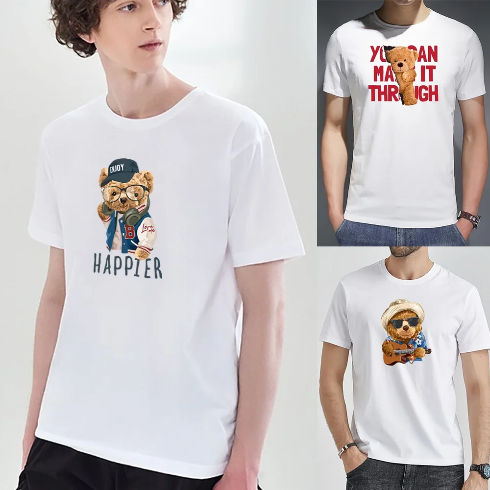 Fashion T Shirt O Neck White Top Men Summer Casual Loose Streetwear Short Sleeve Tops Harajuku Bear Printed Clothing Pullover
Fashion T Shirt O Neck White Top Men Summer Casual Loose Streetwear Short Sleeve Tops Harajuku Bear Printed Clothing Pullover