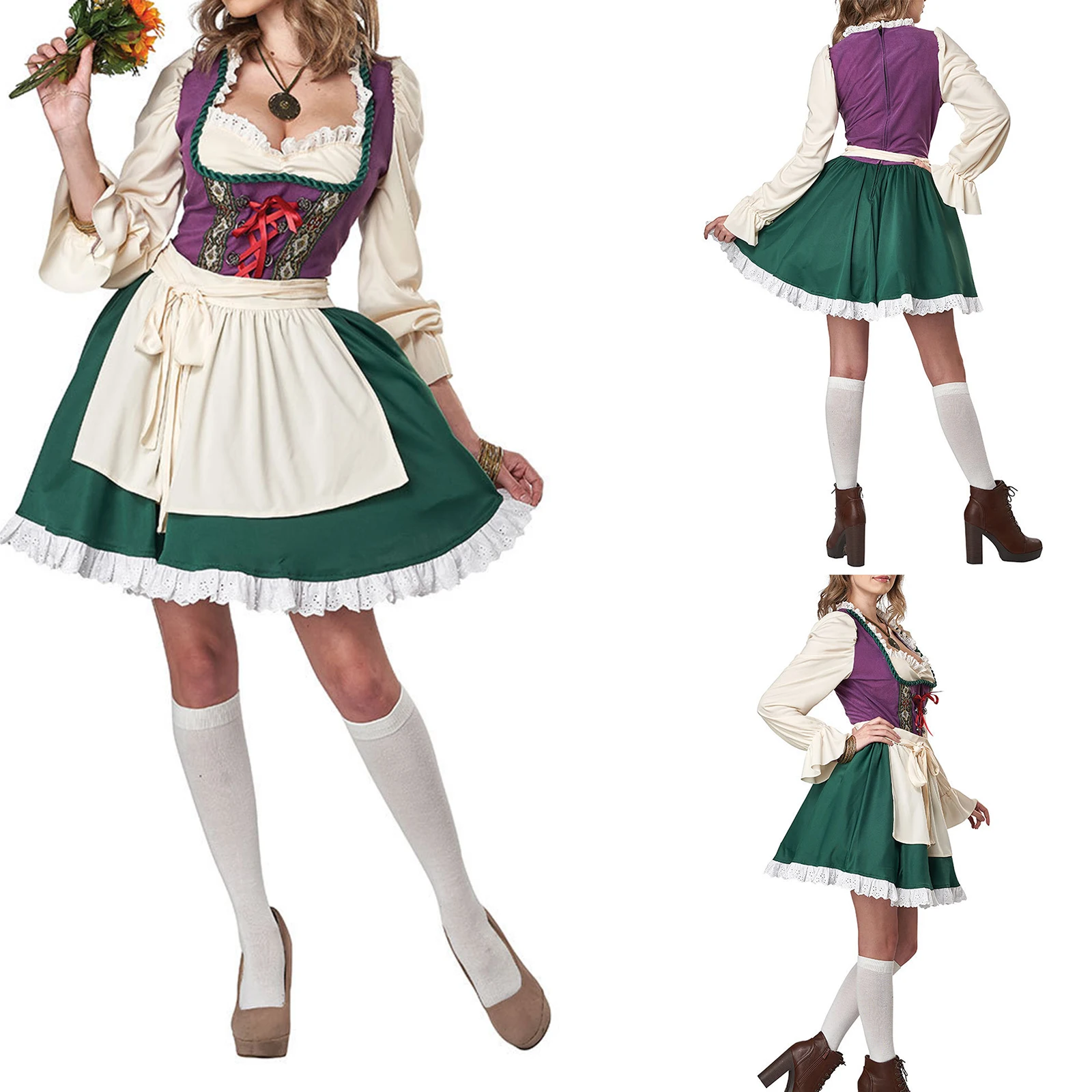 Women National Style Beer Festival Fancy Dress Long Sleeve Lace V-neck Ruffle High Waist Maid Dress Cosplay Uniform Outfit
Women National Style Beer Festival Fancy Dress Long Sleeve Lace V-neck Ruffle High Waist Maid Dress Cosplay Uniform Outfit