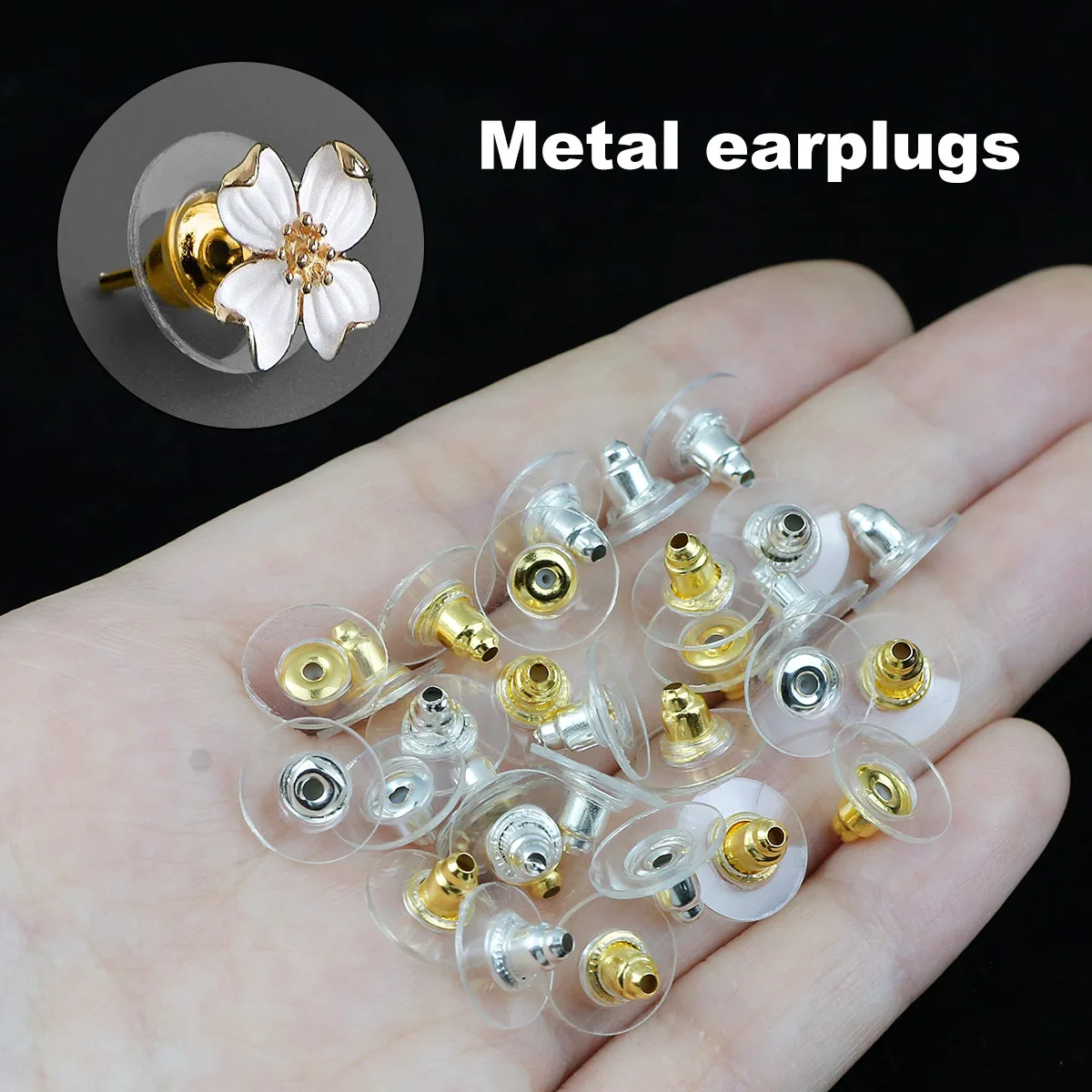 10 мм 100 шт. золотой серебристый серьги назад металлические пробки CCB свободные