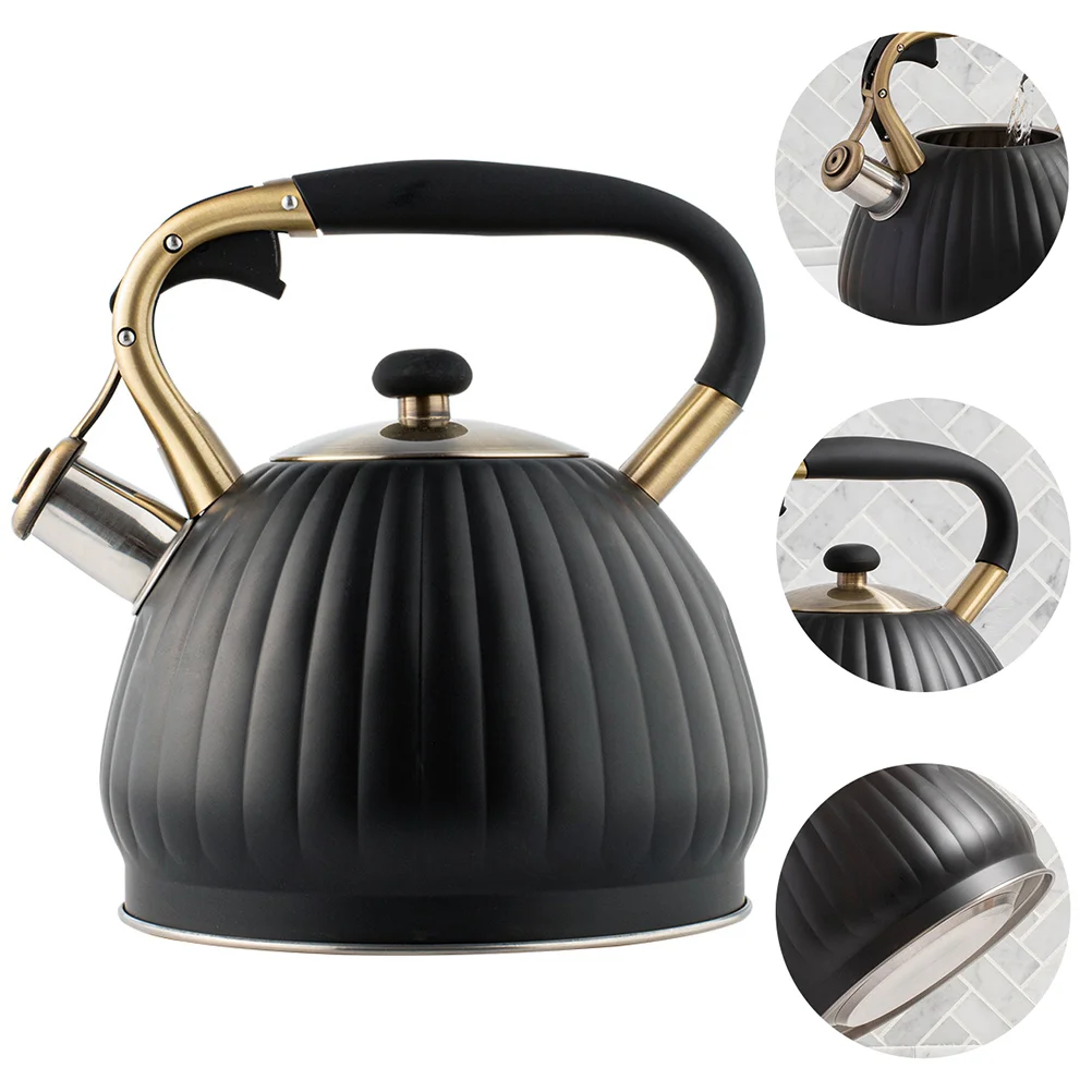 

Kettle Boiled Teapot Durable Water Gas Stainless Steel Teakettle Household Heating Stove Black Kettles Whistling Fashioned Home
