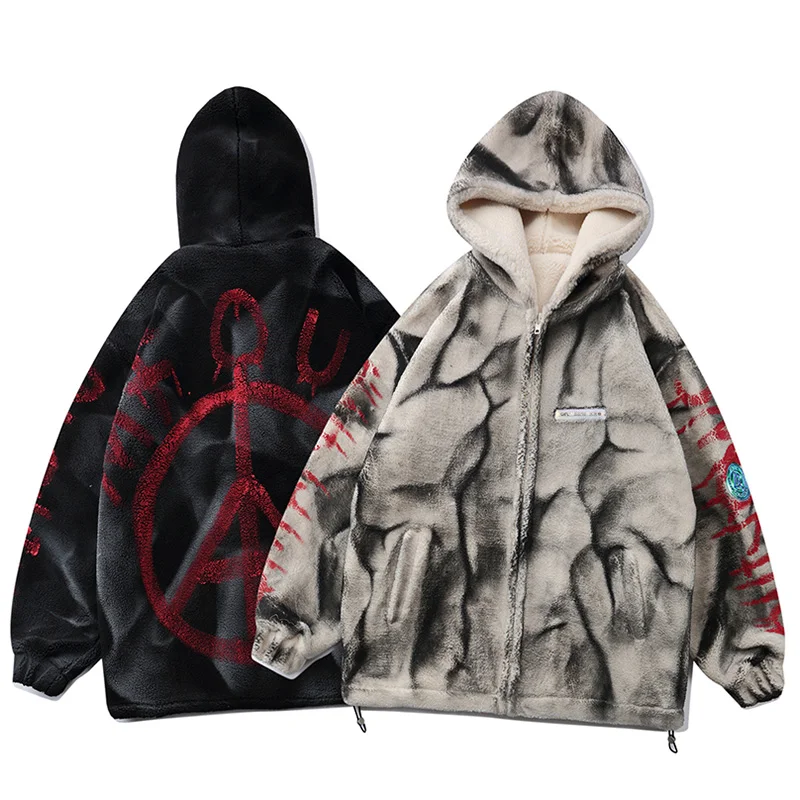 Gothic Punk Graffiti Thicken Zipper Coat Winter Jacket Men Loose Cozy High Street Diablo Style Fleece Hoodie Streetwear
Gothic Punk Graffiti Thicken Zipper Coat Winter Jacket Men Loose Cozy High Street Diablo Style Fleece Hoodie Streetwear