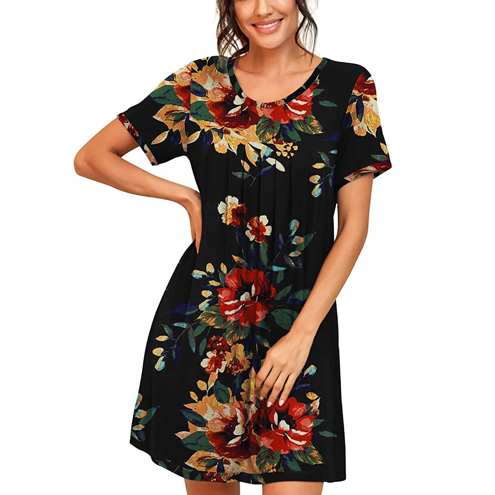 Women's Sleepwear Short Sleeve Dress Nightgown Soft Sleepshirt Pleated Nightshirt Loose Casual Dress Women Formal Wear
Women's Sleepwear Short Sleeve Dress Nightgown Soft Sleepshirt Pleated Nightshirt Loose Casual Dress Women Formal Wear
