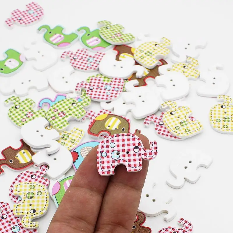 

50pcs/lot Elephant Buttons for Crafts Embellishment Accessories 2 Holes Decorative Buttons Sewing Accessories