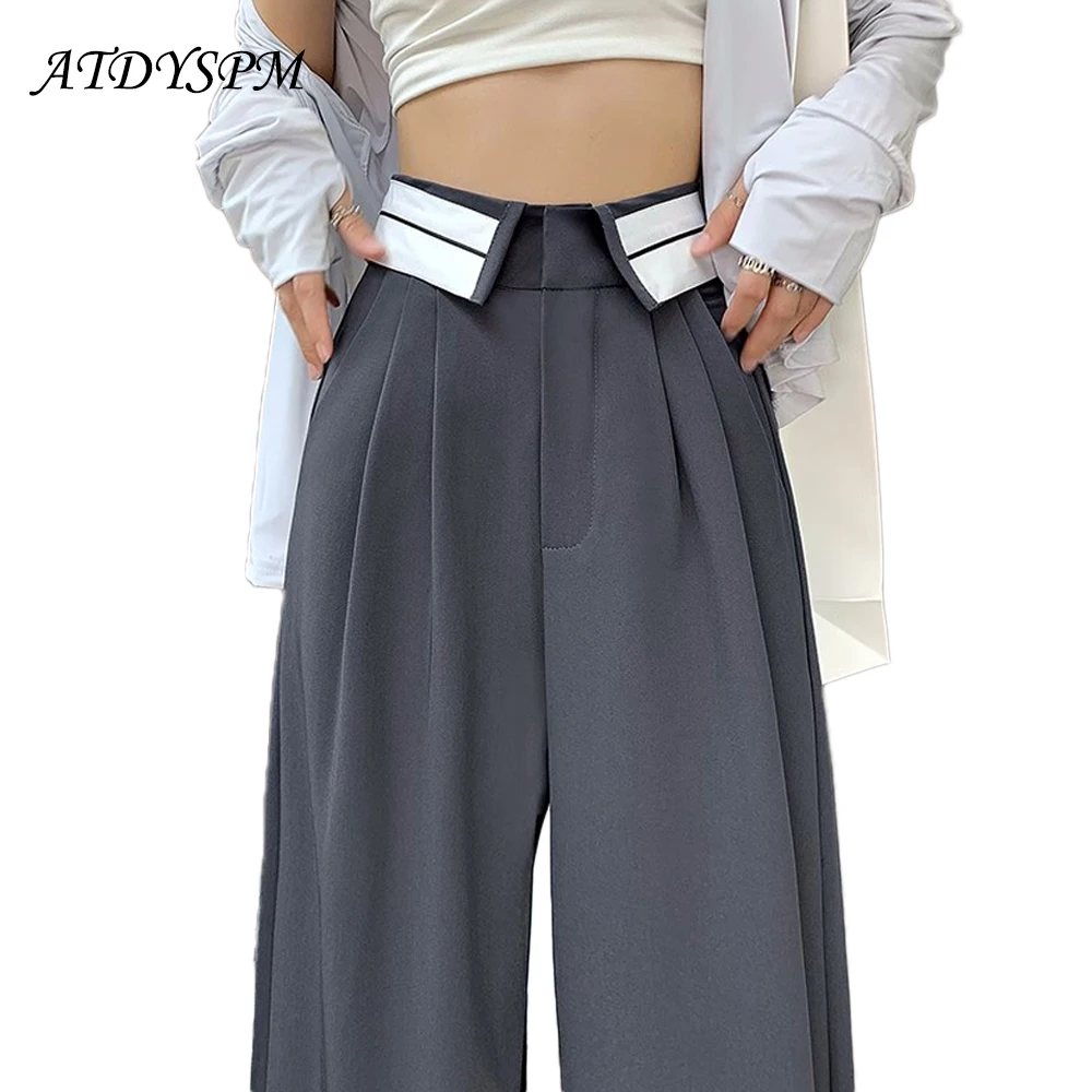 Шикарные новые модные Костюмные брюки, женские черные, серые длинные прямые брюки с высокой талией, повседневные мешковатые широкие брюки для женщин
Шикарные новые модные Костюмные брюки, женские черные, серые длинные прямые брюки с высокой талией, повседневные мешковатые широкие брюки для женщин