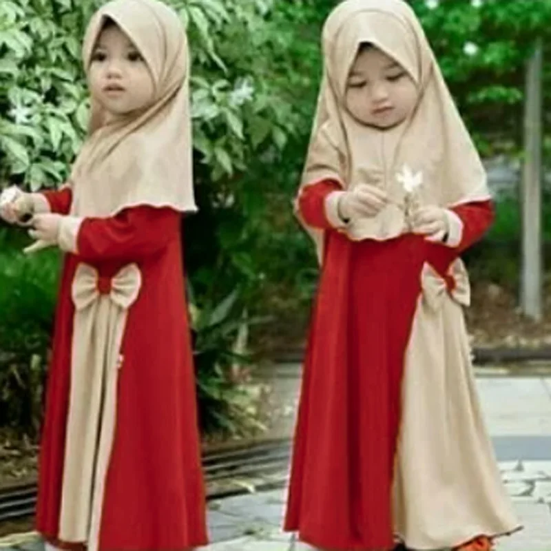 

Muslim Kids Girls Prayer Dress Hijab Set Abaya Robe Arab Dubai Children Ramadan Kaftan Headscarf Islamic Eid Gown Jilbab Clothes