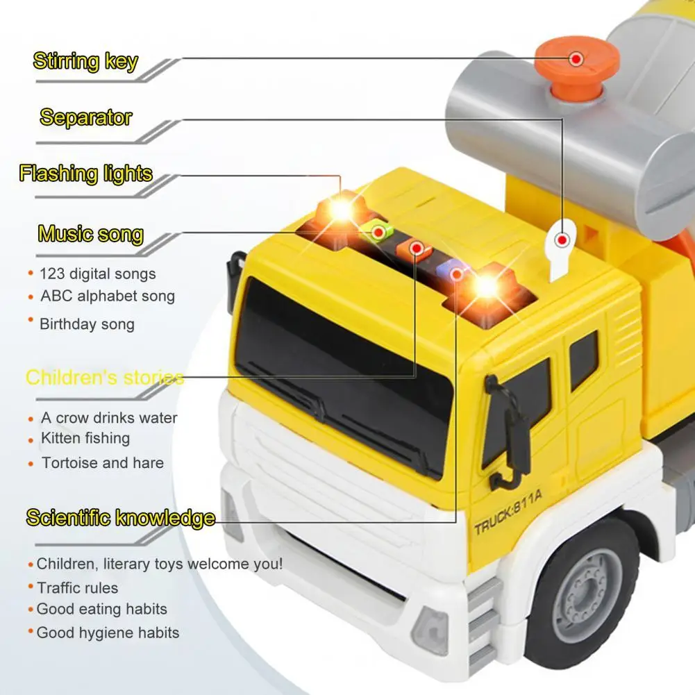 Construction Vehicle Toy Music Song Inertial Drive Educational Telling Story Mixer Construction Car Toy for Kids
Construction Vehicle Toy Music Song Inertial Drive Educational Telling Story Mixer Construction Car Toy for Kids