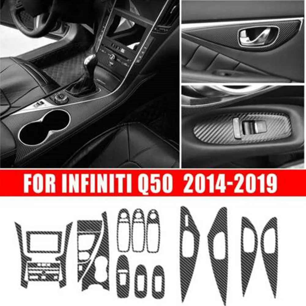 Car Interior Panel Dashboard Sticker Set Fits Fit For Infiniti Q50 2014-2019 3D Black Carbon Fiber Look Plastic Stickers
Car Interior Panel Dashboard Sticker Set Fits Fit For Infiniti Q50 2014-2019 3D Black Carbon Fiber Look Plastic Stickers