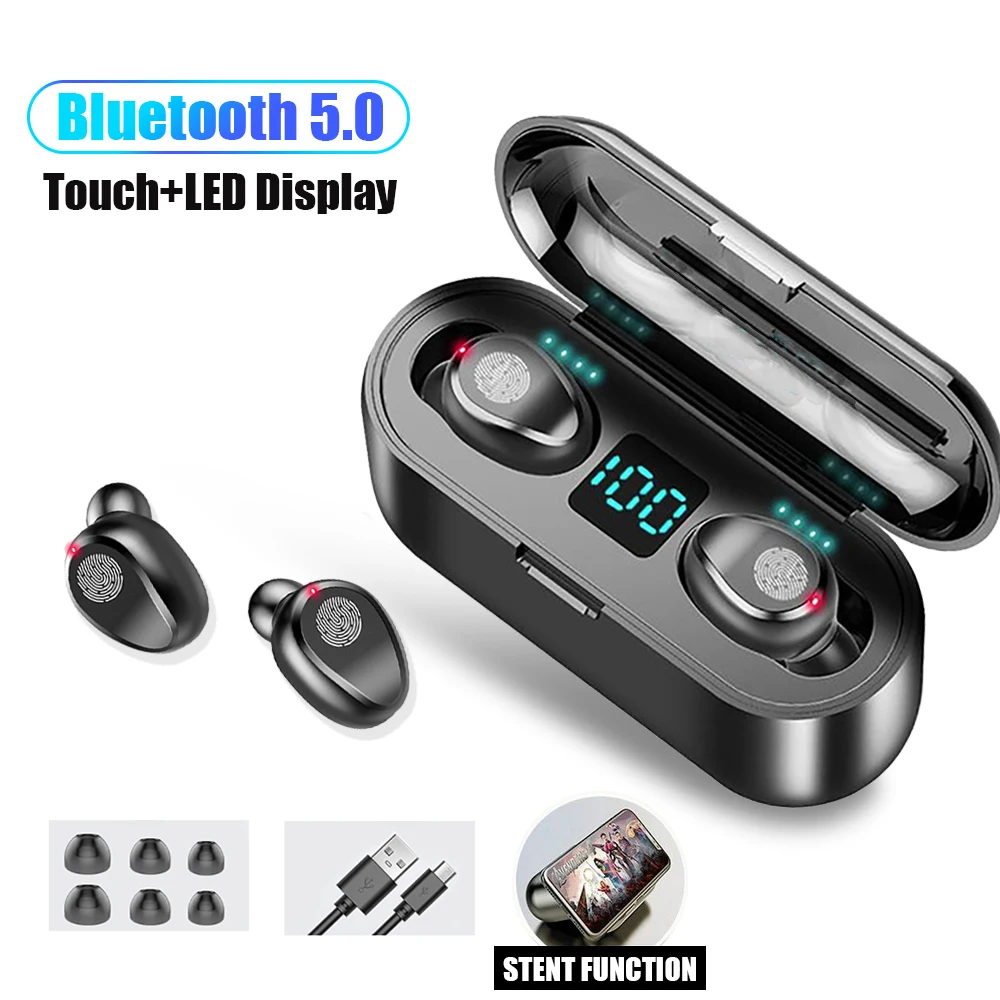 TWS F9 Wireless Bluetooth 5.0 Headphones Sports Earphone Touch Mini In Ear Earbuds Stereo Bass Headset With 2000mAh Charging Box
TWS F9 Wireless Bluetooth 5.0 Headphones Sports Earphone Touch Mini In Ear Earbuds Stereo Bass Headset With 2000mAh Charging Box