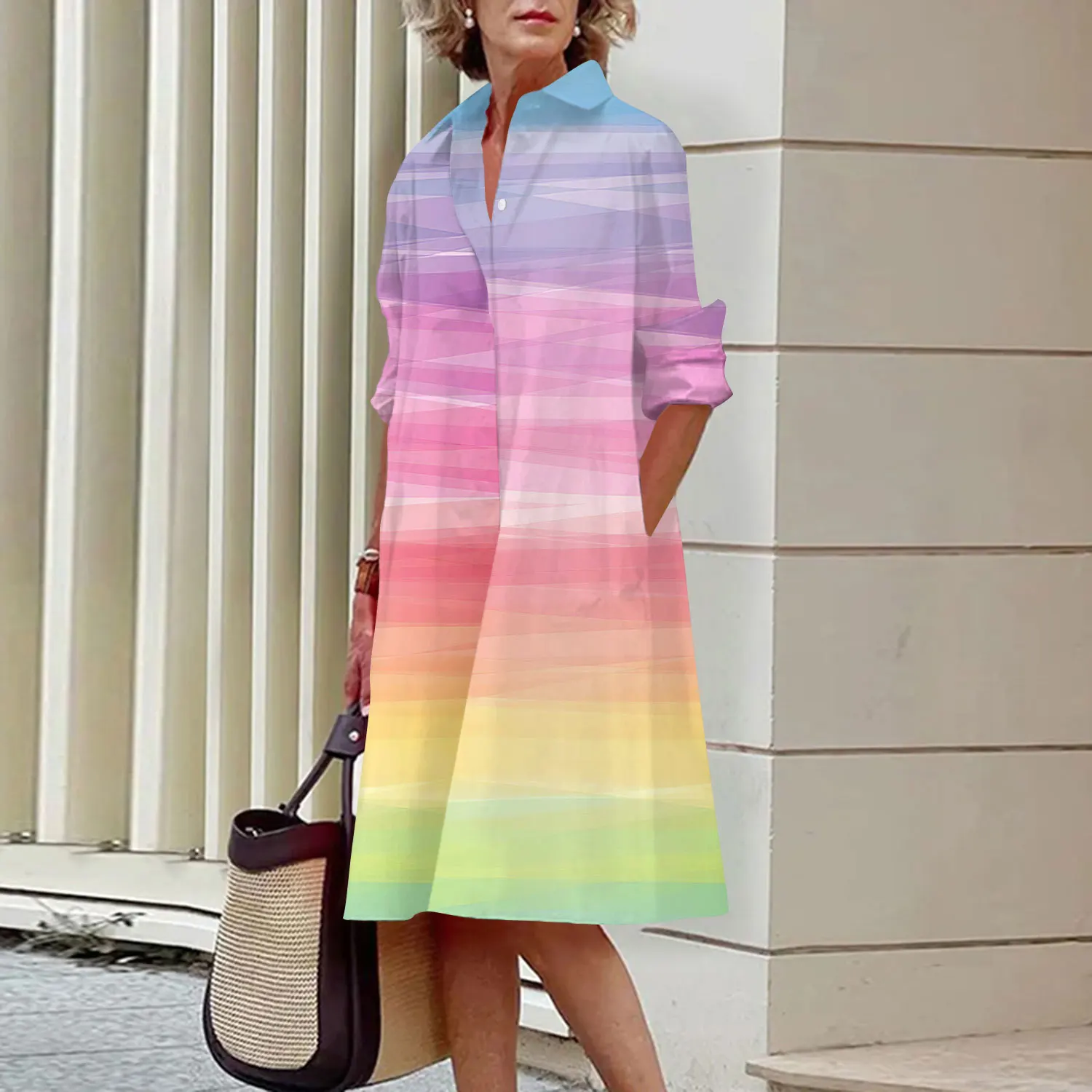 Autumn New Simple Shirt Dress Casual Solid Color Long Sleeves Fashion Turn-down Collar Elegant Pocket Streetwear Female Dresses
Autumn New Simple Shirt Dress Casual Solid Color Long Sleeves Fashion Turn-down Collar Elegant Pocket Streetwear Female Dresses
