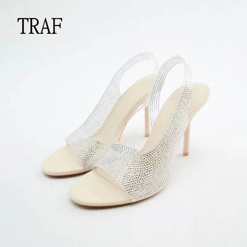 TRAF Woman High Heeled Transparent Rhinestone Sandals 2022 Fashion Round Toe Stiletto Slingbacks Heels PVC Elegant Pumps Women 
TRAF Woman High Heeled Transparent Rhinestone Sandals 2022 Fashion Round Toe Stiletto Slingbacks Heels PVC Elegant Pumps Women