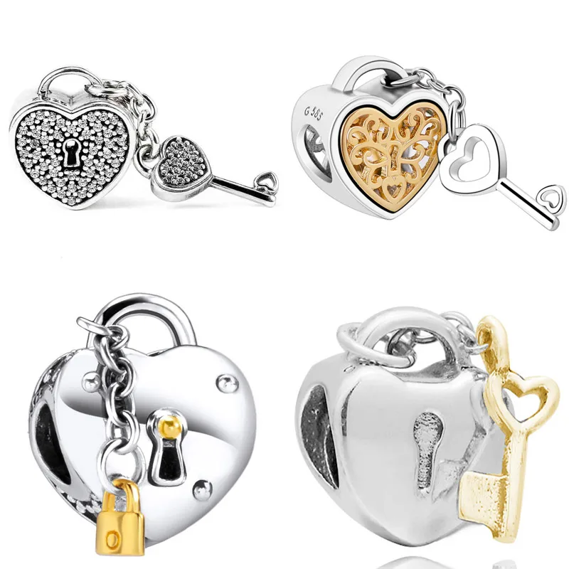 Original Two-tone Love Heart Lock & Key With Crystal Pendant Charm Diy Jewelry Fit 925 Sterling Silver Bead Popular Bracelet
Original Two-tone Love Heart Lock & Key With Crystal Pendant Charm Diy Jewelry Fit 925 Sterling Silver Bead Popular Bracelet