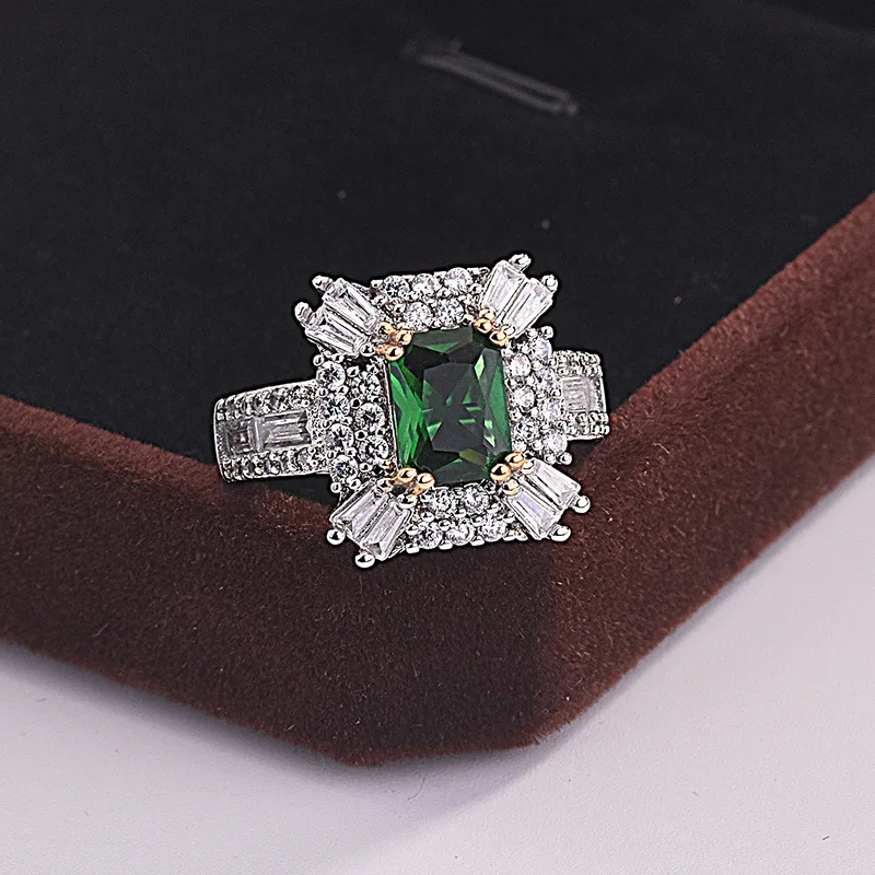 Milangir Europe Luxury Square Double Layer Cubic Design Green Zircon Wedding Rings for Bride Women's Party Ring Jewelry 
Milangir Europe Luxury Square Double Layer Cubic Design Green Zircon Wedding Rings for Bride Women's Party Ring Jewelry