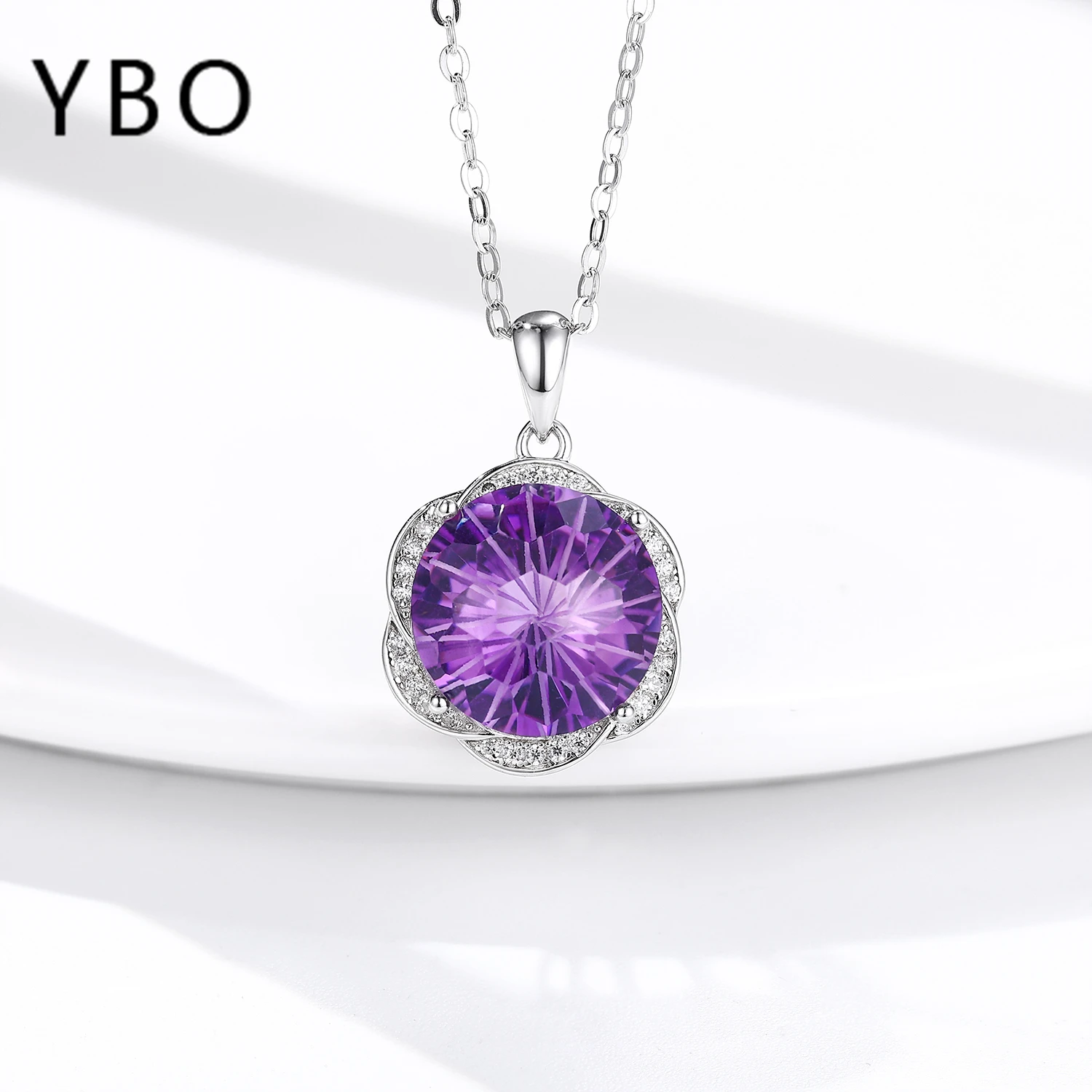 YBO Round Amethyst Firework Pendant Necklace 925 Sterling Silver Crystal Luxury Jewelry Natural Big Gemstones Wedding Party Gift
YBO Round Amethyst Firework Pendant Necklace 925 Sterling Silver Crystal Luxury Jewelry Natural Big Gemstones Wedding Party Gift