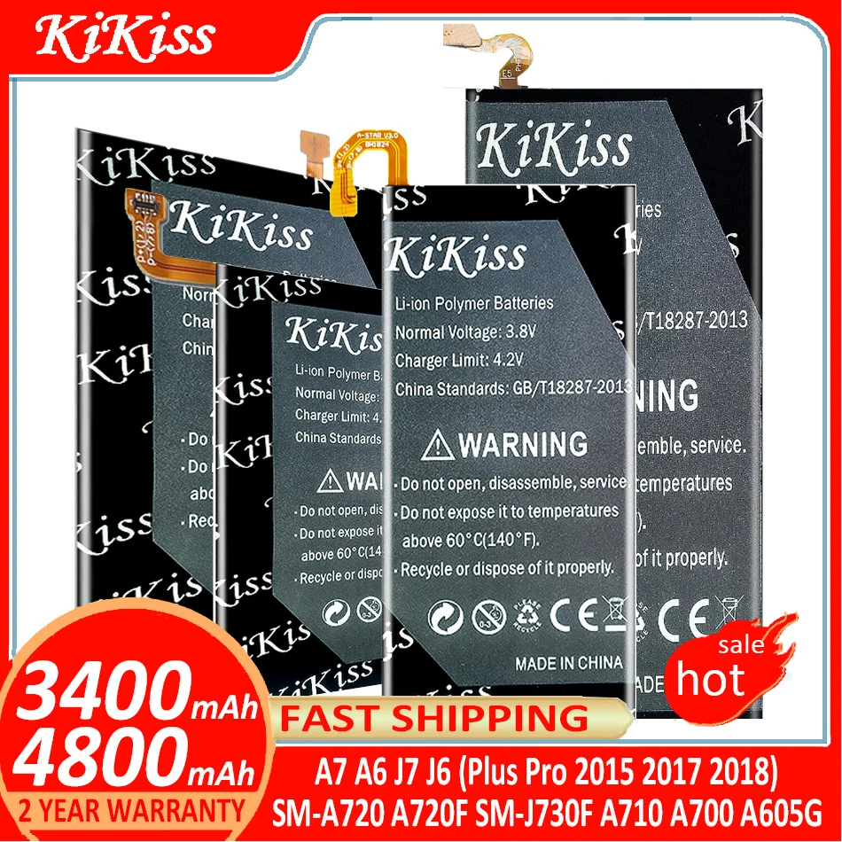 KiKiss Battery For Samsung GALAXY A7 A6 J7 (Plus Pro 2015 2017 2018) J6 A6+ A6Plus J7Pro SM-A720 A720F SM-J730F A710 A700 A605G
KiKiss Battery For Samsung GALAXY A7 A6 J7 (Plus Pro 2015 2017 2018) J6 A6+ A6Plus J7Pro SM-A720 A720F SM-J730F A710 A700 A605G