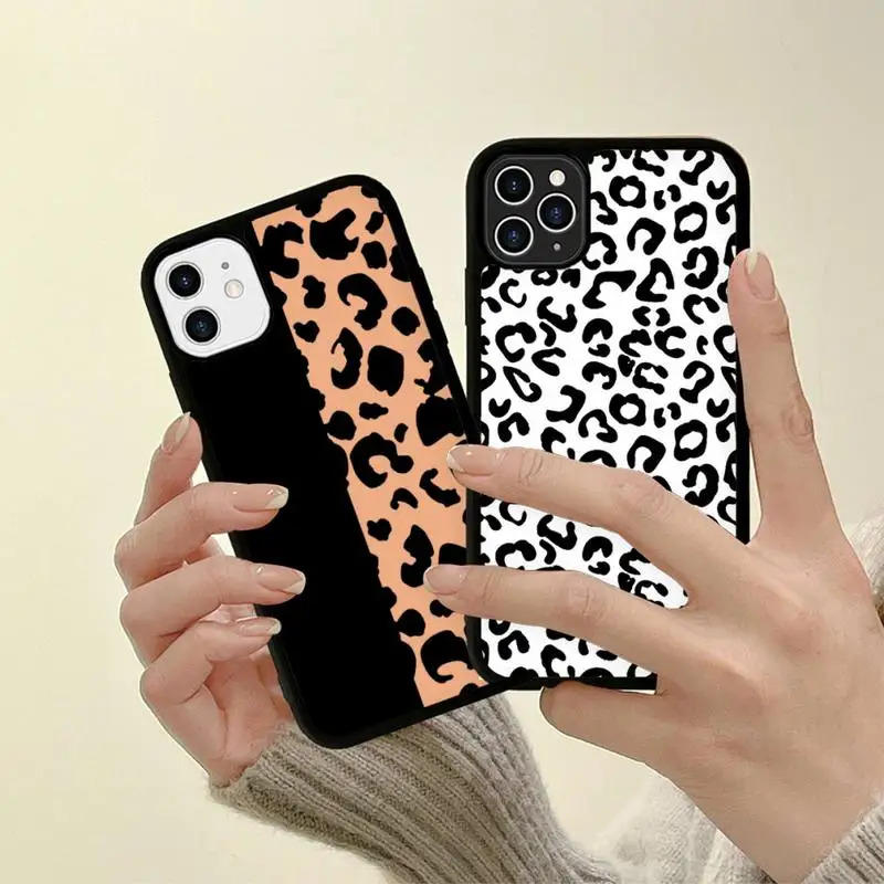

Fashion Tiger Leopard Print Panther Phone Case Silicone PC+TPU Case for iPhone 11 12 13 Pro Max 8 7 6 Plus X SE XR Hard Fundas