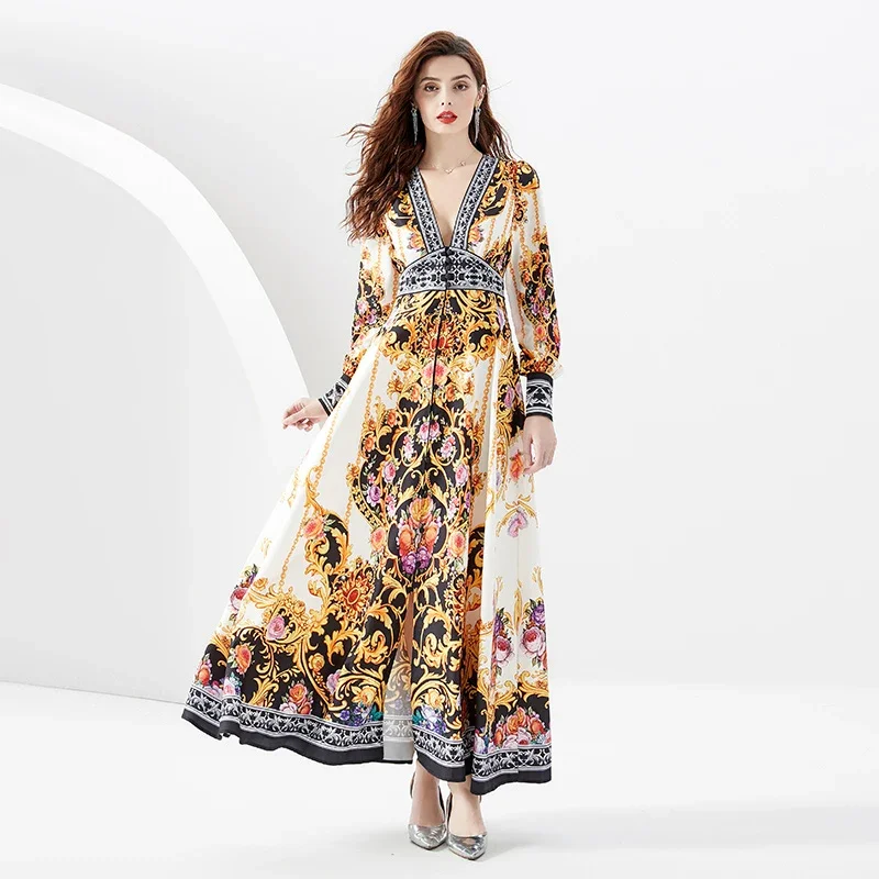 JAMERARY New Spring Summer Fall Floral Print V Neck Long Sleeve Fashion Casual Party Maxi Vestidos Sexy Beach Women Dress
JAMERARY New Spring Summer Fall Floral Print V Neck Long Sleeve Fashion Casual Party Maxi Vestidos Sexy Beach Women Dress