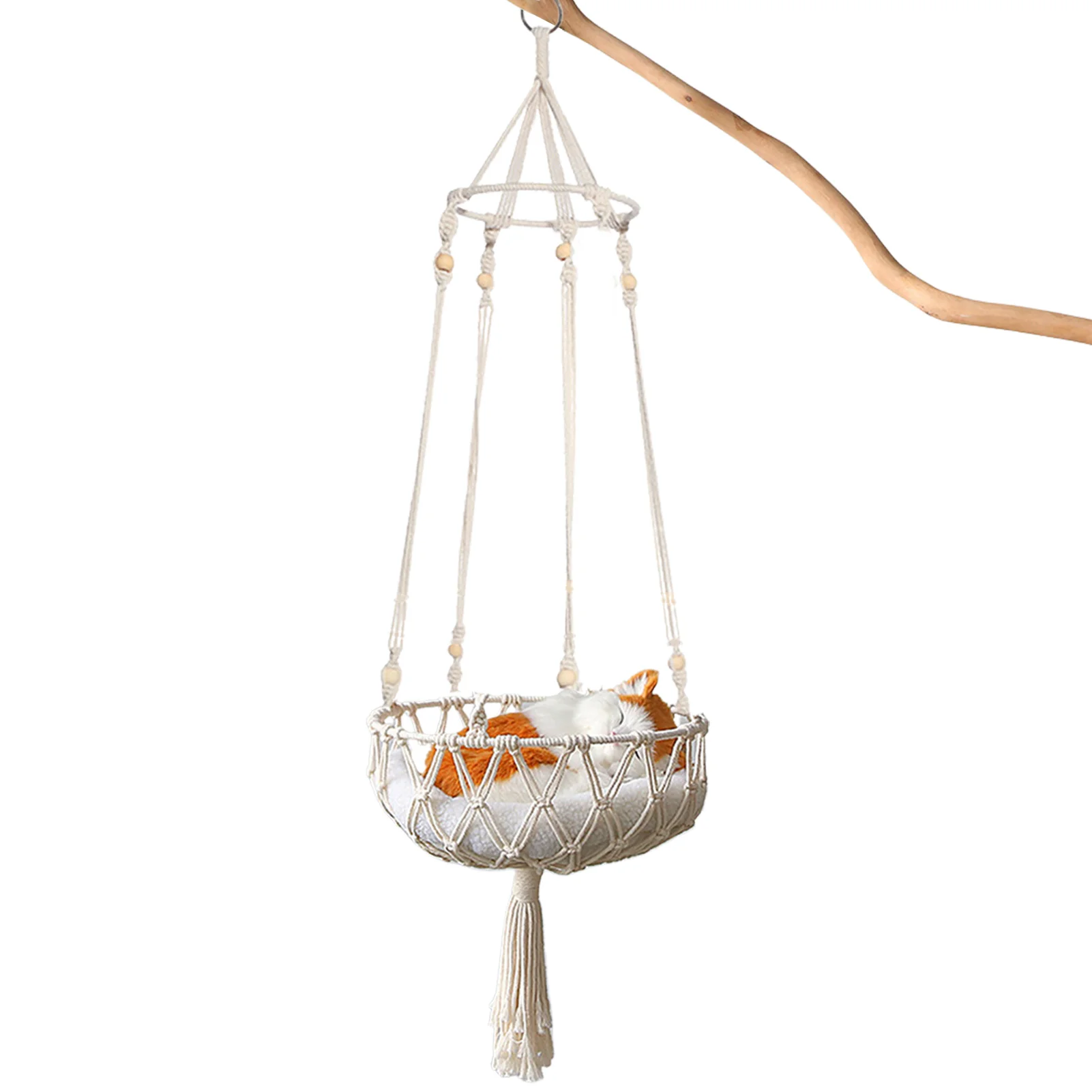 Macrame Cat Hammock For Window Boho Suspending Pets Bed With Tassel Hand-Woven Cat Sleeping Shelf With Cotton Ropes
Macrame Cat Hammock For Window Boho Suspending Pets Bed With Tassel Hand-Woven Cat Sleeping Shelf With Cotton Ropes