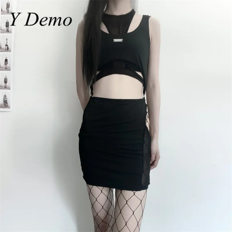 Y Demo Sexy Techwear Hollowed Out Slim Skirt Set Women Sleeveless Mesh Crop Tops New Streetwear
Y Demo Sexy Techwear Hollowed Out Slim Skirt Set Women Sleeveless Mesh Crop Tops New Streetwear