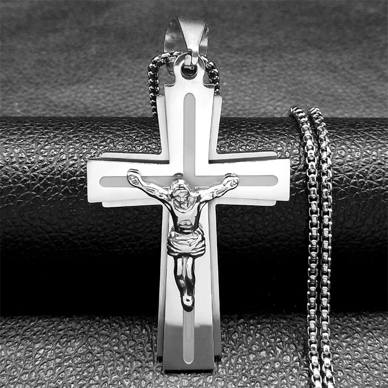 Fashion Big Cross Necklace for Men Women Gold Silver Color Multilayer Jesus Crucifix Necklace Christian Jewelry N2342S01
Fashion Big Cross Necklace for Men Women Gold Silver Color Multilayer Jesus Crucifix Necklace Christian Jewelry N2342S01