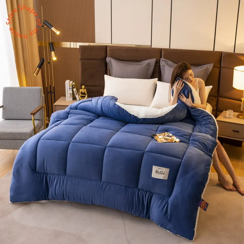 Blue Thickened Luxurious Cashmere Quilt For Warmth Keeping Dormitory Students' Autumn Comforter Core Queen Size Bedding Quilting
Blue Thickened Luxurious Cashmere Quilt For Warmth Keeping Dormitory Students' Autumn Comforter Core Queen Size Bedding Quilting