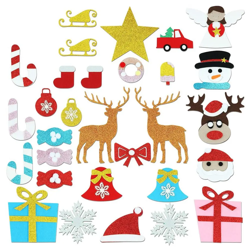 30pcs Handmade DIY Christmas Tree decorations Ornaments Kids Gift toys Felt Cloth Carpet Puzzle Ornament Pendants For Home
30pcs Handmade DIY Christmas Tree decorations Ornaments Kids Gift toys Felt Cloth Carpet Puzzle Ornament Pendants For Home