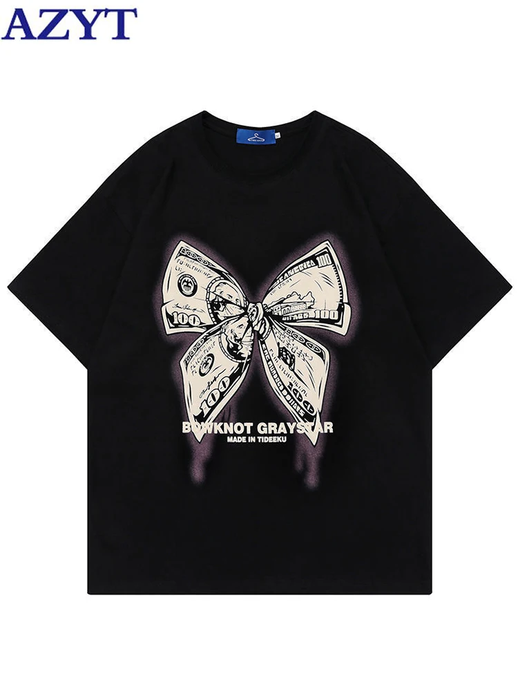 Женские винтажные футболки AZYT с бантом и принтом, американская свободная футболка с коротким рукавом, женские топы, летние повседневные фут... 
Женские винтажные футболки AZYT с бантом и принтом, американская свободная футболка с коротким рукавом, женские топы, летние повседневные фут...