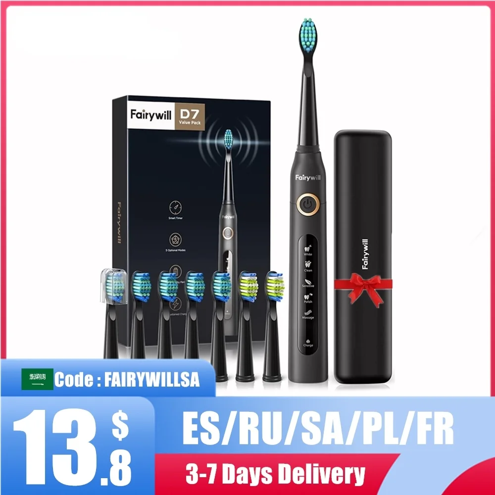 

Electric Sonic Toothbrush FW-507 USB Charge Rechargeable Adult Waterproof Electronic Tooth 8 Brushes Replacement Heads