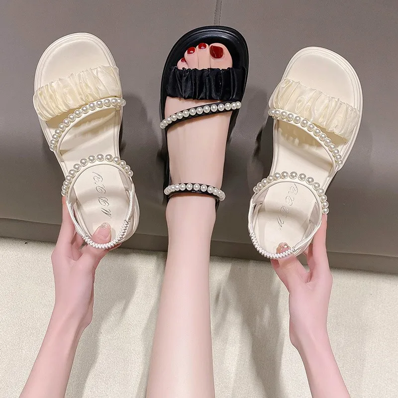 Летние женские сандалии на платформе с бусинами, римские пляжные шлепанцы, Модные Бежевые сандалии на толстой подошве, женские сандалии
Летние женские сандалии на платформе с бусинами, римские пляжные шлепанцы, Модные Бежевые сандалии на толстой подошве, женские сандалии