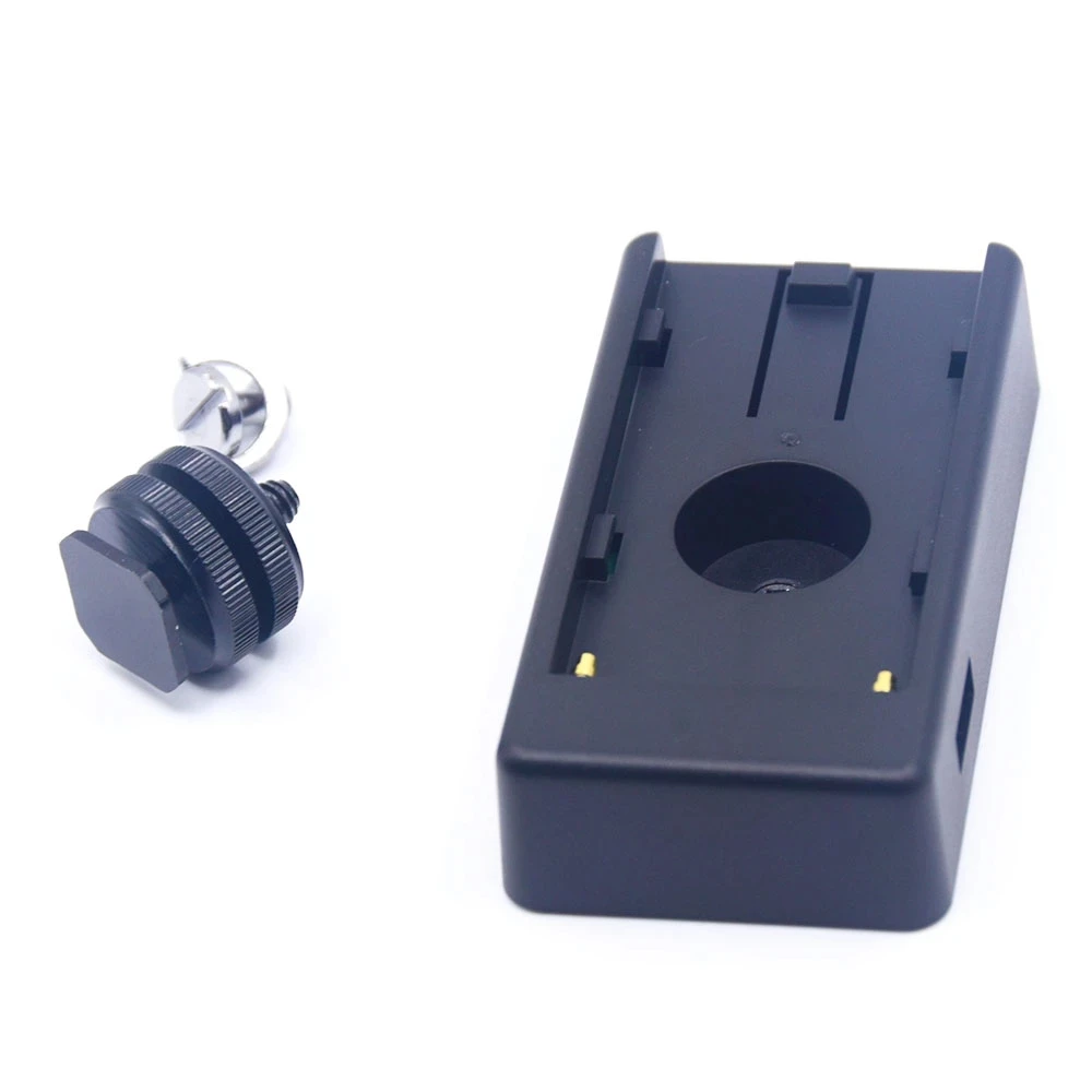 

USB 7.2V Out Put And DC 5.5*2.1mm NP-F970 F960 F950 Base Mount Holder Plate For PW20 LP-E6 FZ100 Dummy Battery Camera Monitor