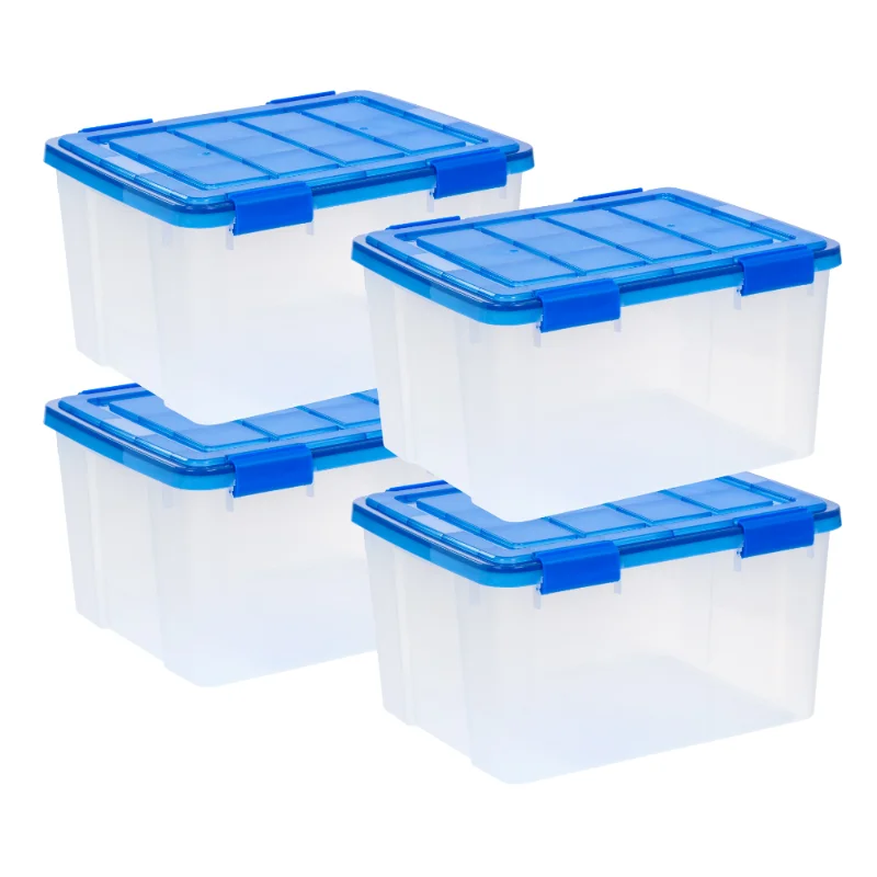 44 Quart Weather Gasket Clear Plastic Storage Box with Lid, Blue, Set of 4 Refrigerator Organizer Storage Boxes & Bins
44 Quart Weather Gasket Clear Plastic Storage Box with Lid, Blue, Set of 4 Refrigerator Organizer Storage Boxes & Bins