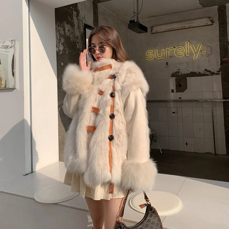 2022 Fashion Autumn Winter Imitation Fox Fur Grass Coat Women Clothes Stand Collar Warm Double Face Wear Jacket куртка женская
2022 Fashion Autumn Winter Imitation Fox Fur Grass Coat Women Clothes Stand Collar Warm Double Face Wear Jacket куртка женская