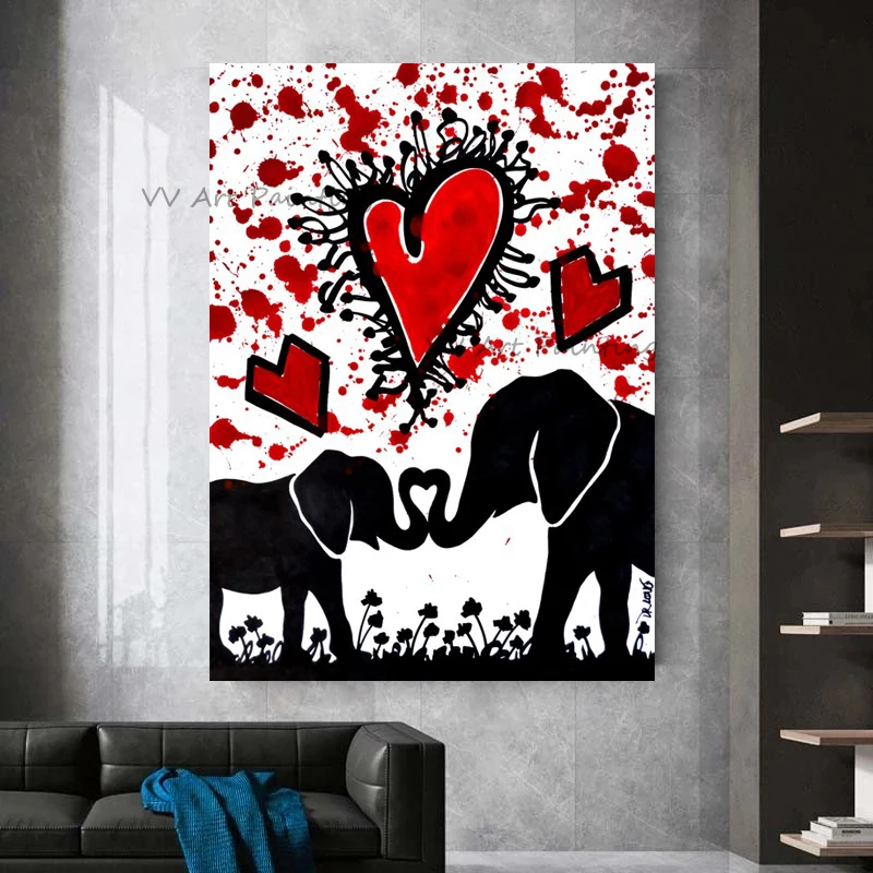The Love Draw Handmade Modern Abstract Elephant Oil Painting Canvas Colorful Animal Painting for Living Room Decor Heart Graph
The Love Draw Handmade Modern Abstract Elephant Oil Painting Canvas Colorful Animal Painting for Living Room Decor Heart Graph