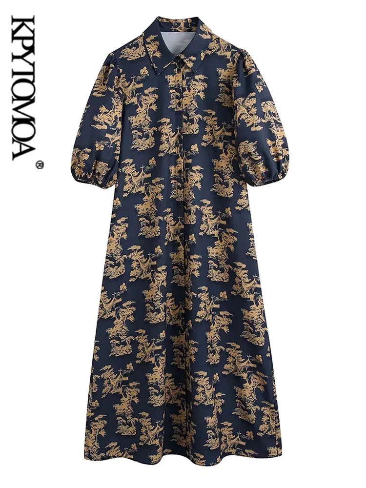 KPYTOMOA Women Fashion Front Buttons Printed Midi Shirt Dress Vintage Lapel Collar Short Puff Sleeves Female Dresses Vestidos
KPYTOMOA Women Fashion Front Buttons Printed Midi Shirt Dress Vintage Lapel Collar Short Puff Sleeves Female Dresses Vestidos