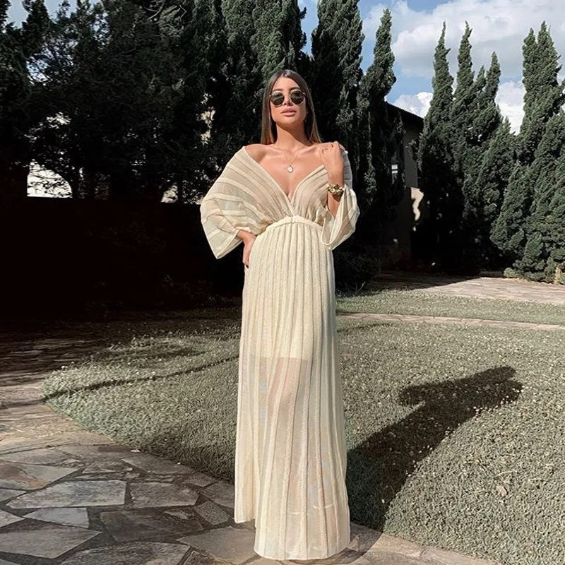 Spring European And American Style New Women's Dress V-neck Shawl Sleeves White Sexy Long Dress Explosion Style
Spring European And American Style New Women's Dress V-neck Shawl Sleeves White Sexy Long Dress Explosion Style