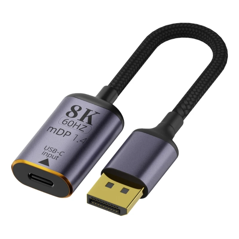 Type C USB3.1 Female to DP- Displayport /Mini-DP mDP1.4 Male 8K Adapter Converter Cable HUB 18cm/7.1in U4LD
Type C USB3.1 Female to DP- Displayport /Mini-DP mDP1.4 Male 8K Adapter Converter Cable HUB 18cm/7.1in U4LD
